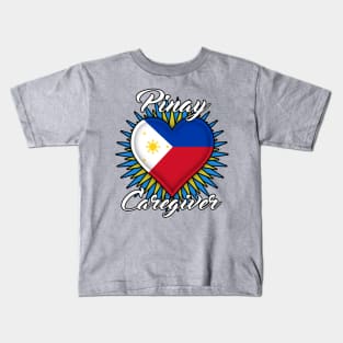 Pinay Caregiver (white font) Kids T-Shirt